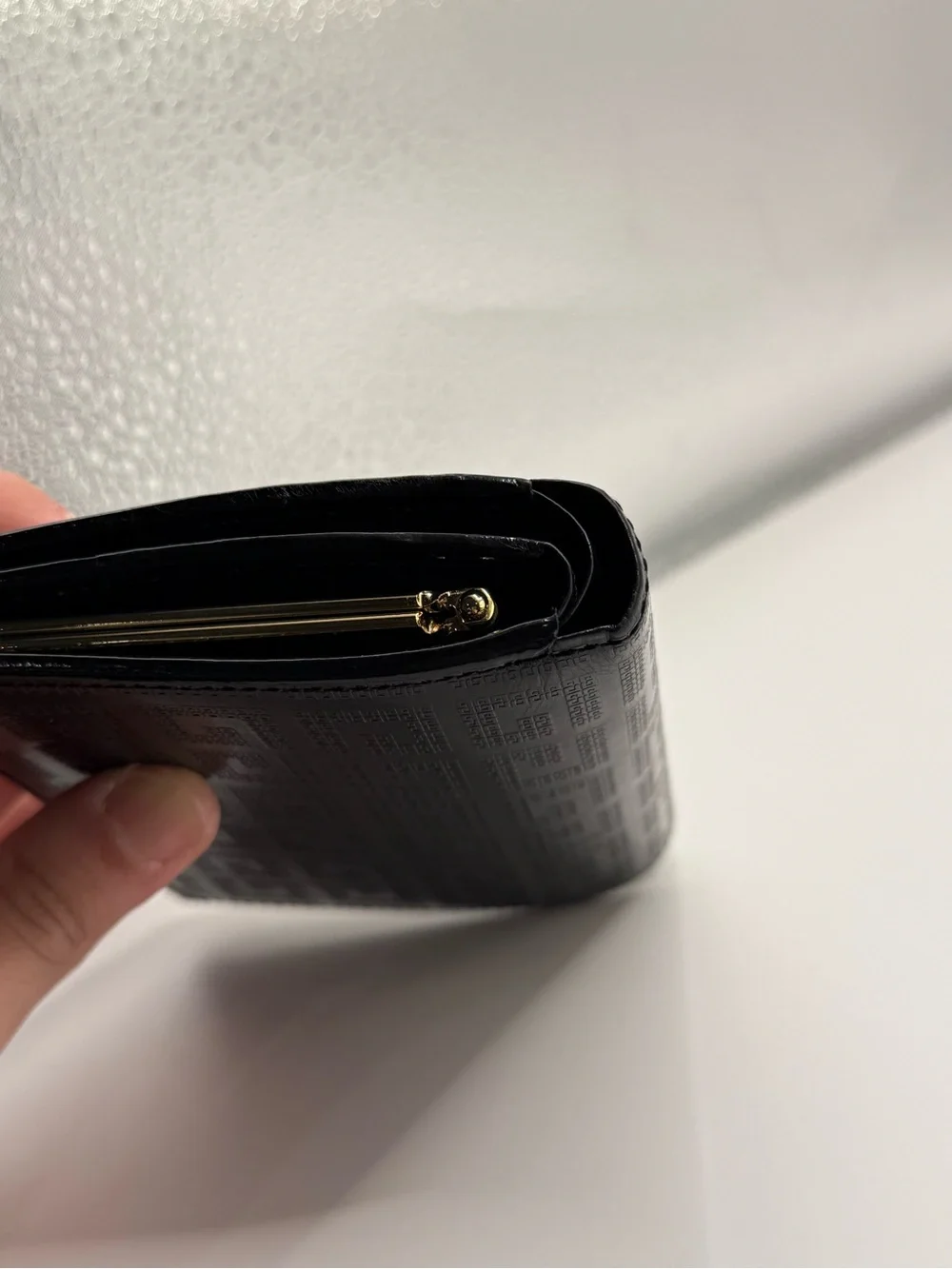Vintage Givenchy 4G Monogram Black Leather Logo-Pattern Compact Wallet Pre-Owned